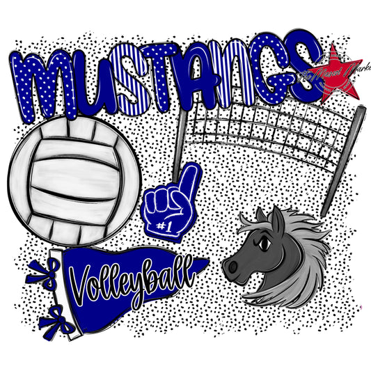 Mustangs Volleyball Spirit-Blue