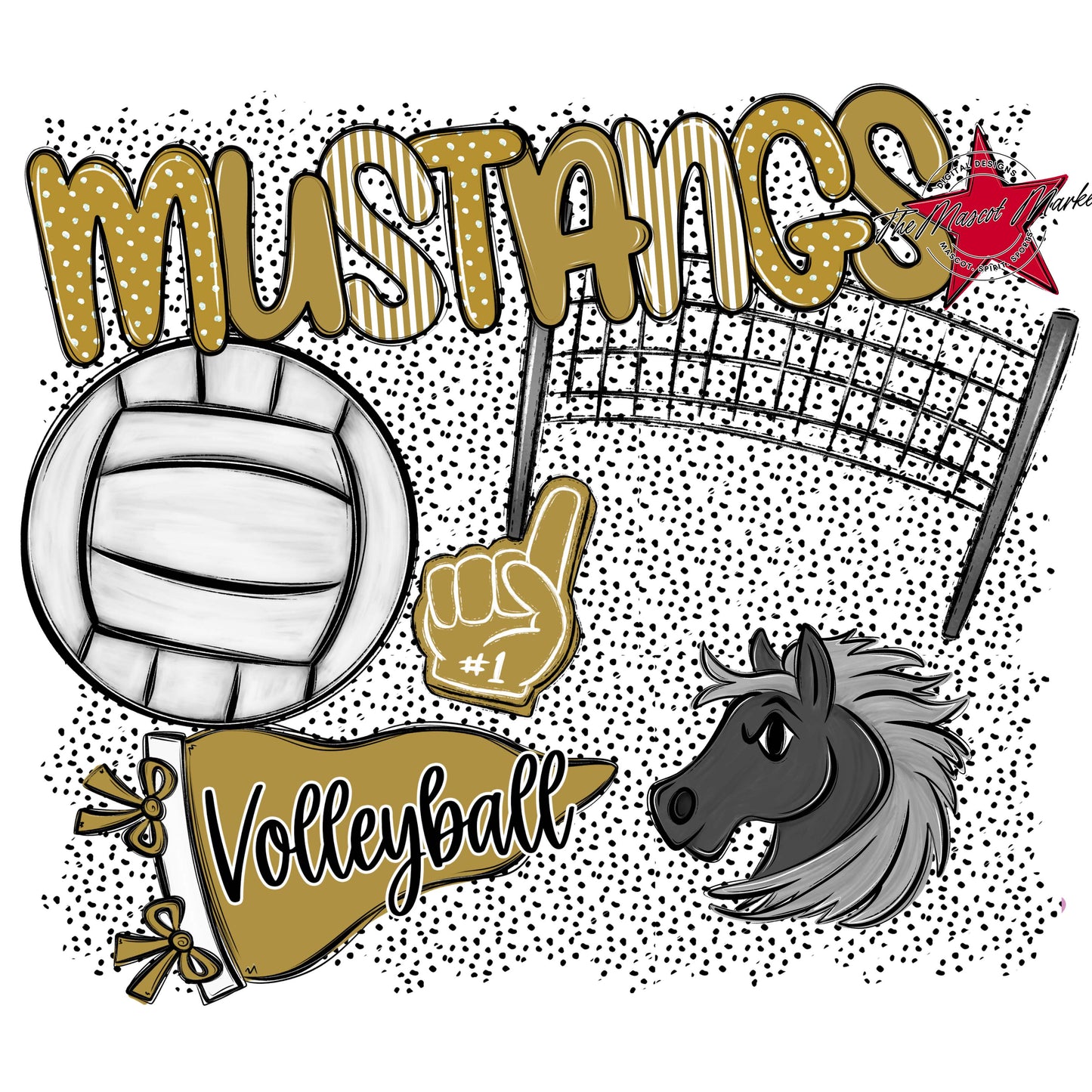Mustangs Volleyball Spirit-Gold