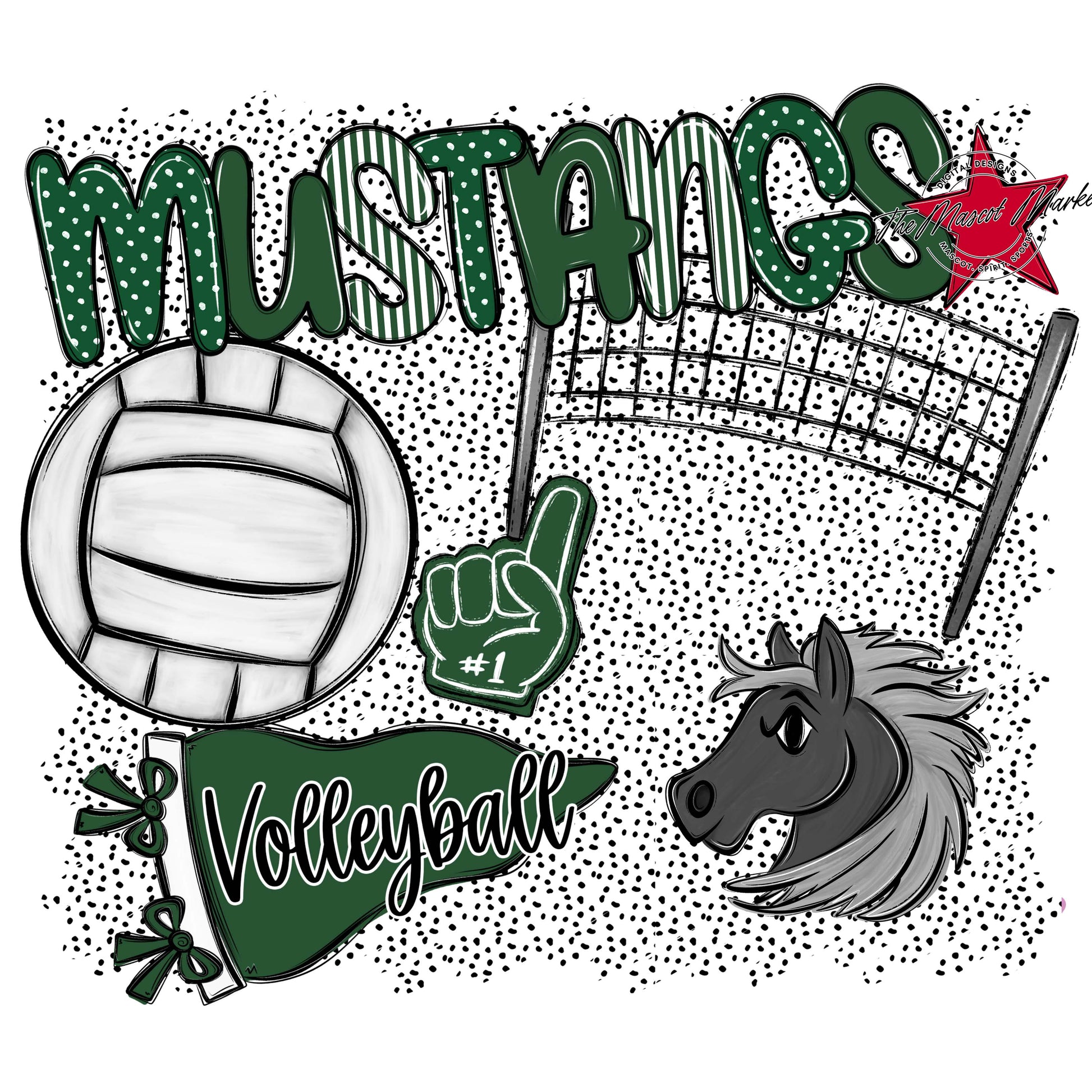 Mustangs Volleyball Spirit-Green