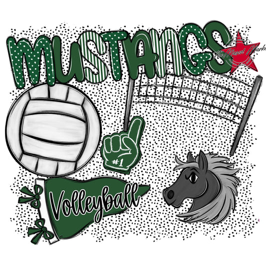 Mustangs Volleyball Spirit-Green
