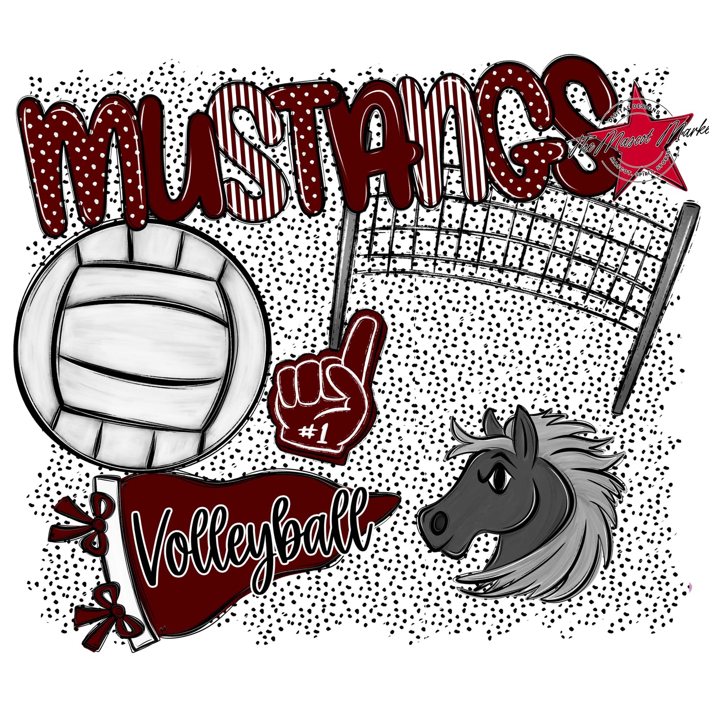 Mustangs Volleyball Spirit-Maroon