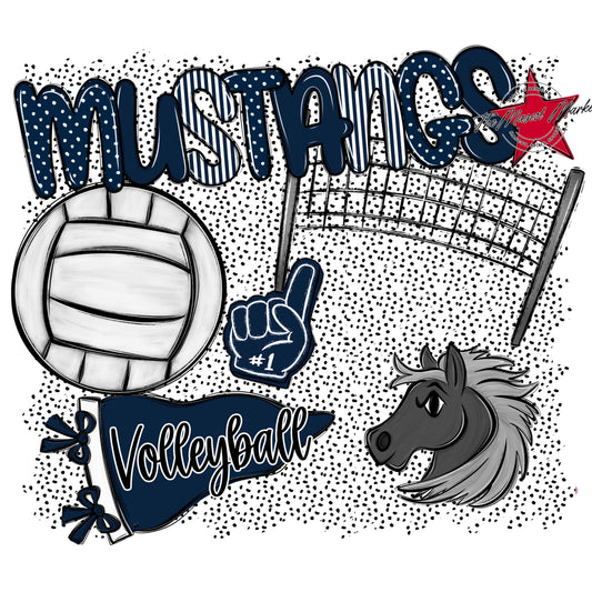 Mustangs Volleyball Spirit-Navy