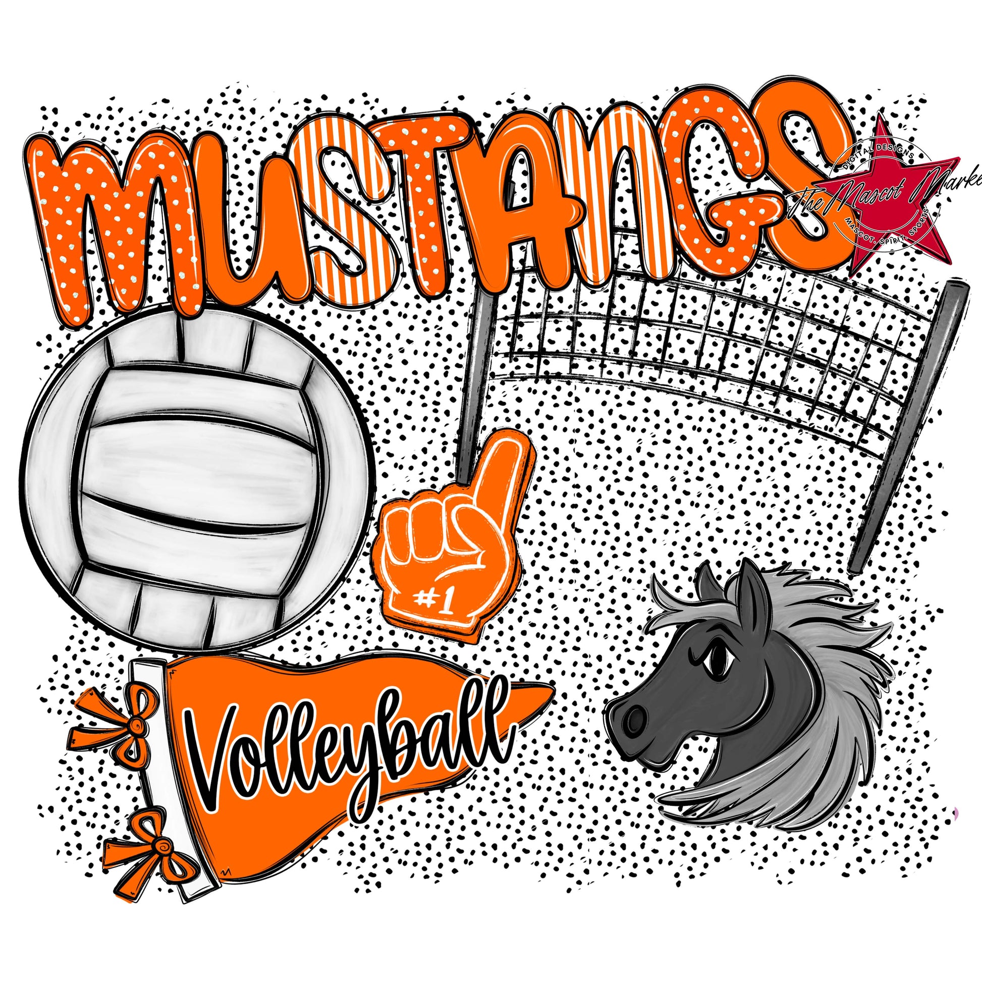 Mustangs Volleyball Spirit-Orange