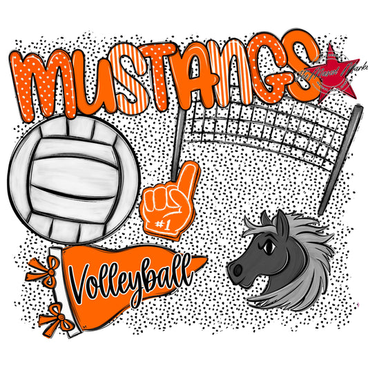 Mustangs Volleyball Spirit-Orange