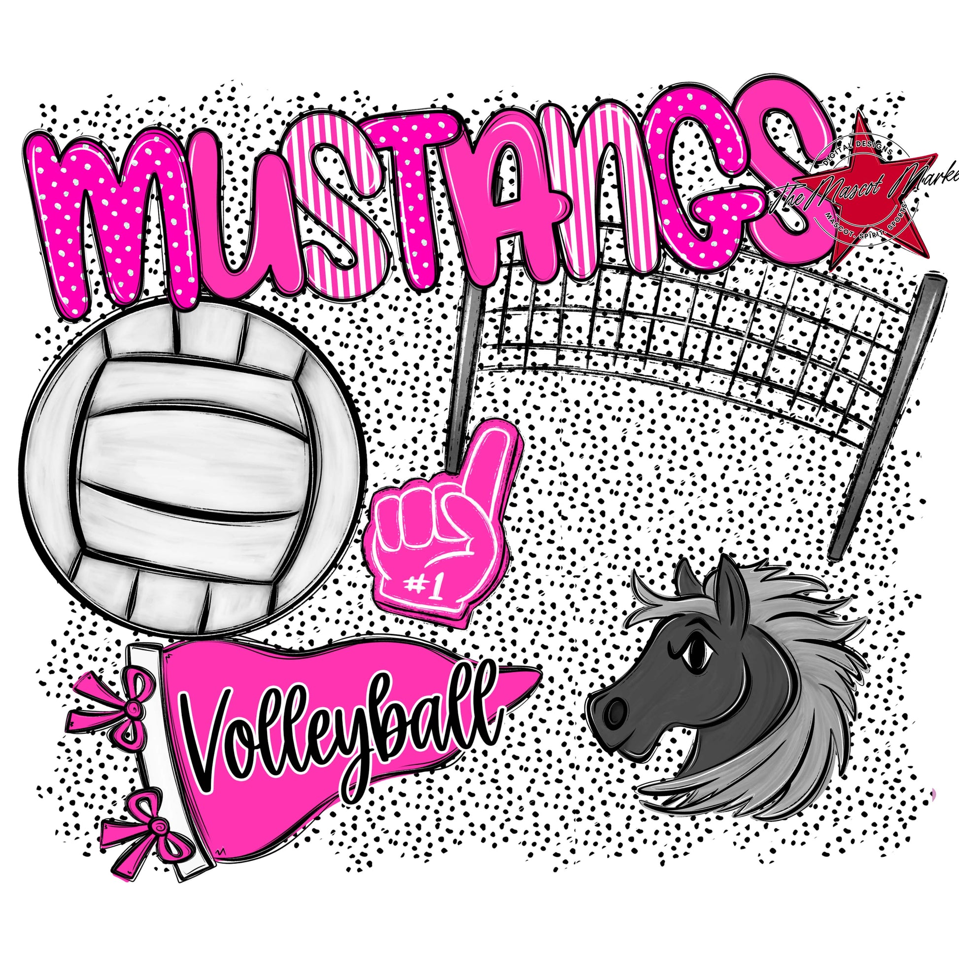 Mustangs Volleyball Spirit-Pink