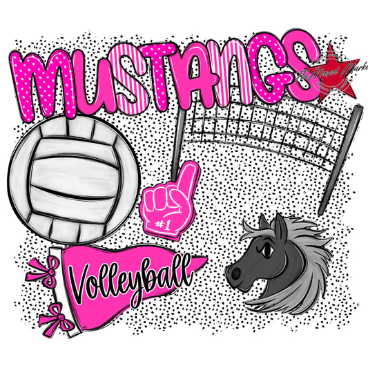 Mustangs Volleyball Spirit-Pink