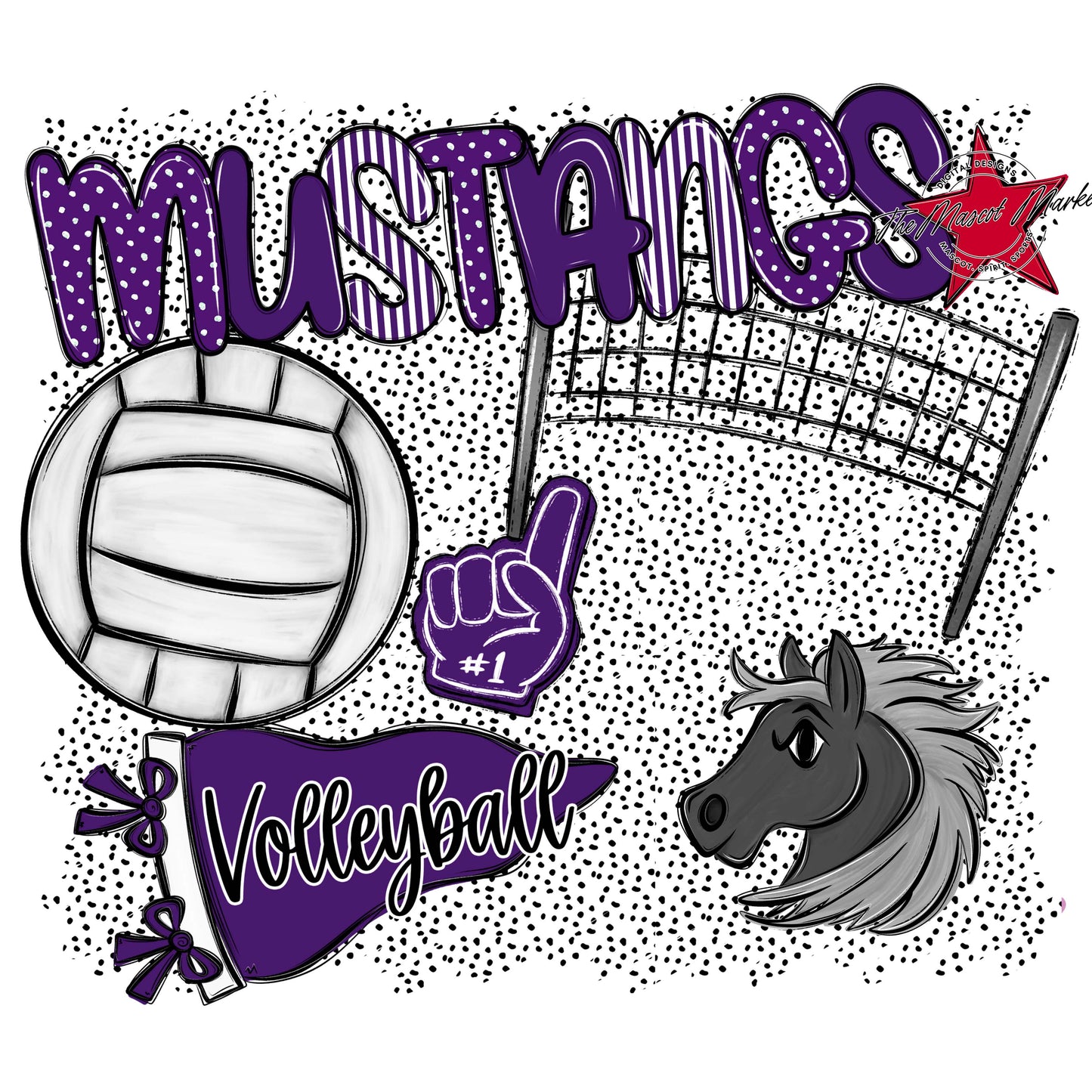Mustangs Volleyball Spirit-Purple