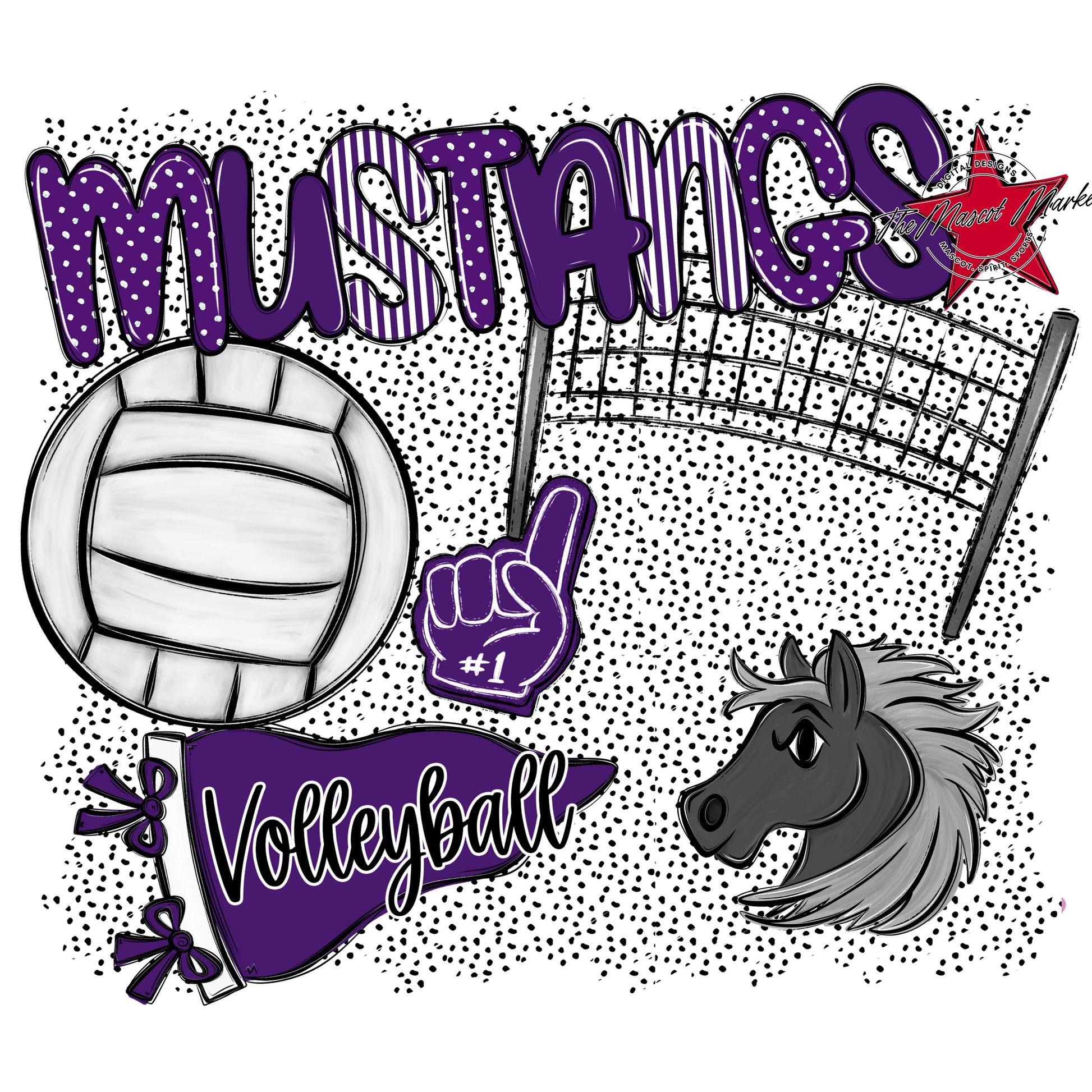 Mustangs Volleyball Spirit-Purple
