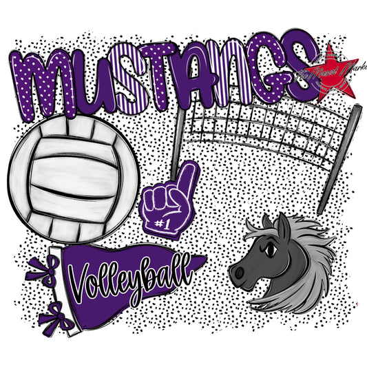 Mustangs Volleyball Spirit-Purple