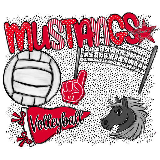 Mustangs Volleyball Spirit-Red