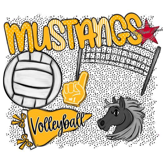 Mustangs Volleyball Spirit-Yellow
