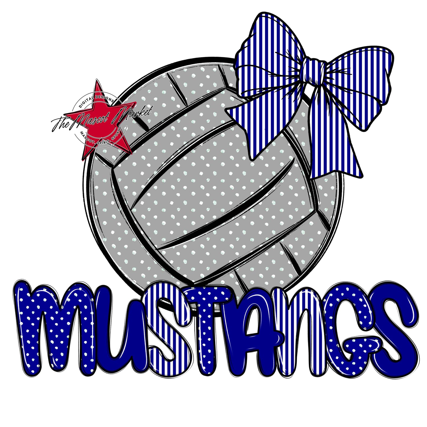 Mustangs Volleyball Spirit Design-Blue