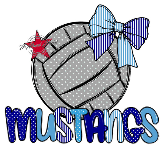 Mustangs Volleyball Spirit Design-Blue & Carolina Blue