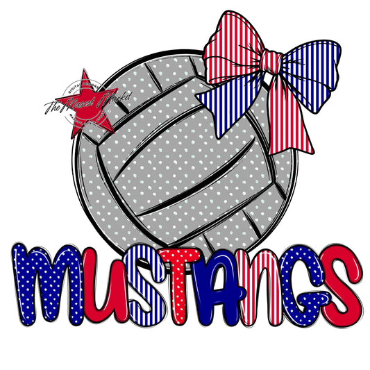 Mustangs Volleyball Spirit Design-Blue & Red