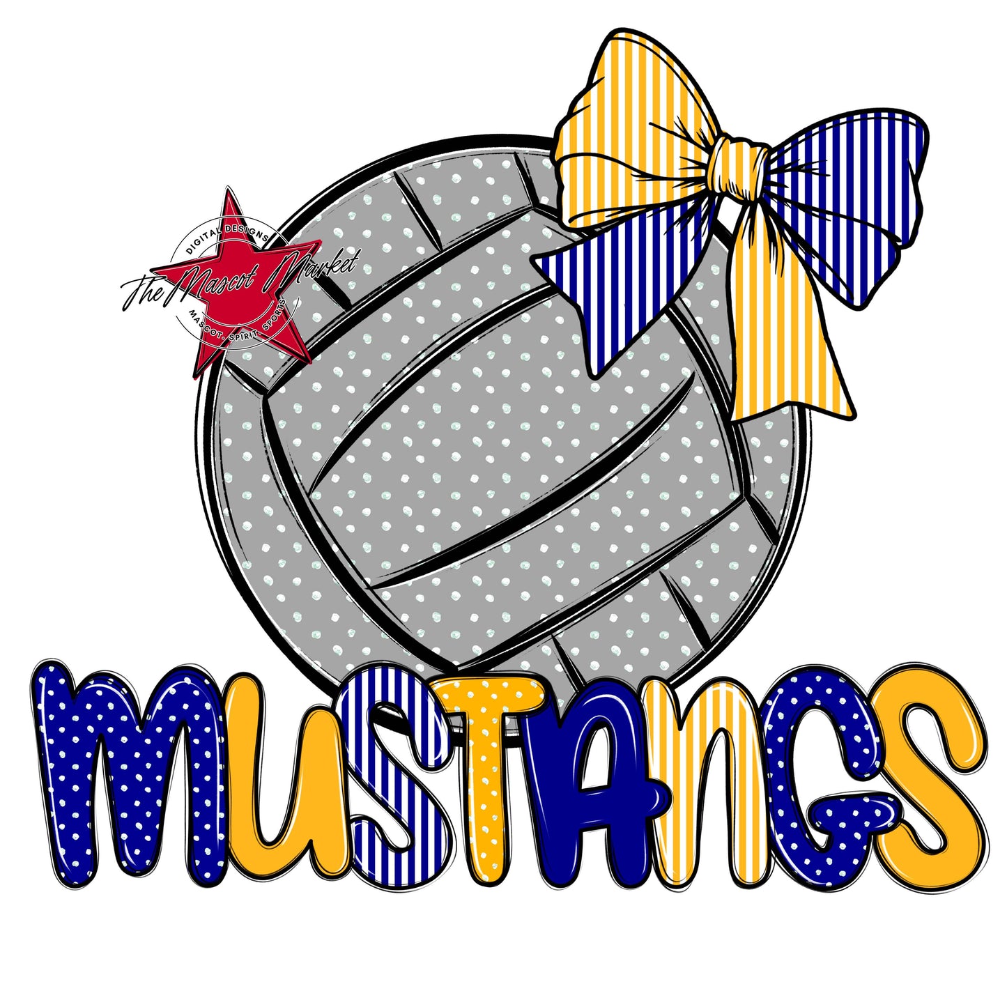 Mustangs Volleyball Spirit Design-Blue & Yellow