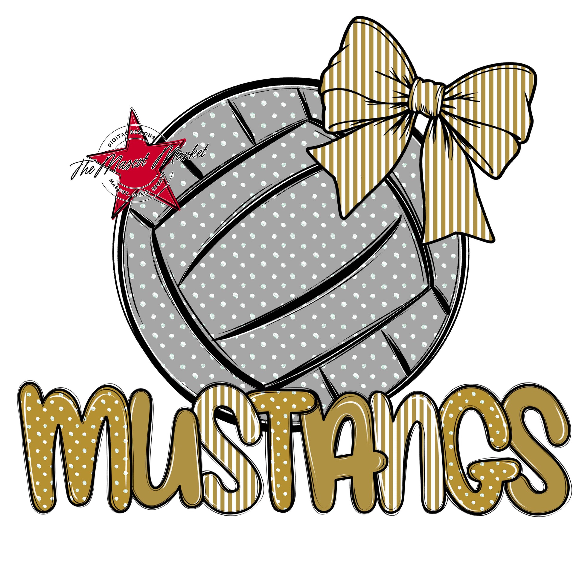 Mustangs Volleyball Spirit Design-Gold