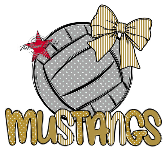 Mustangs Volleyball Spirit Design-Gold