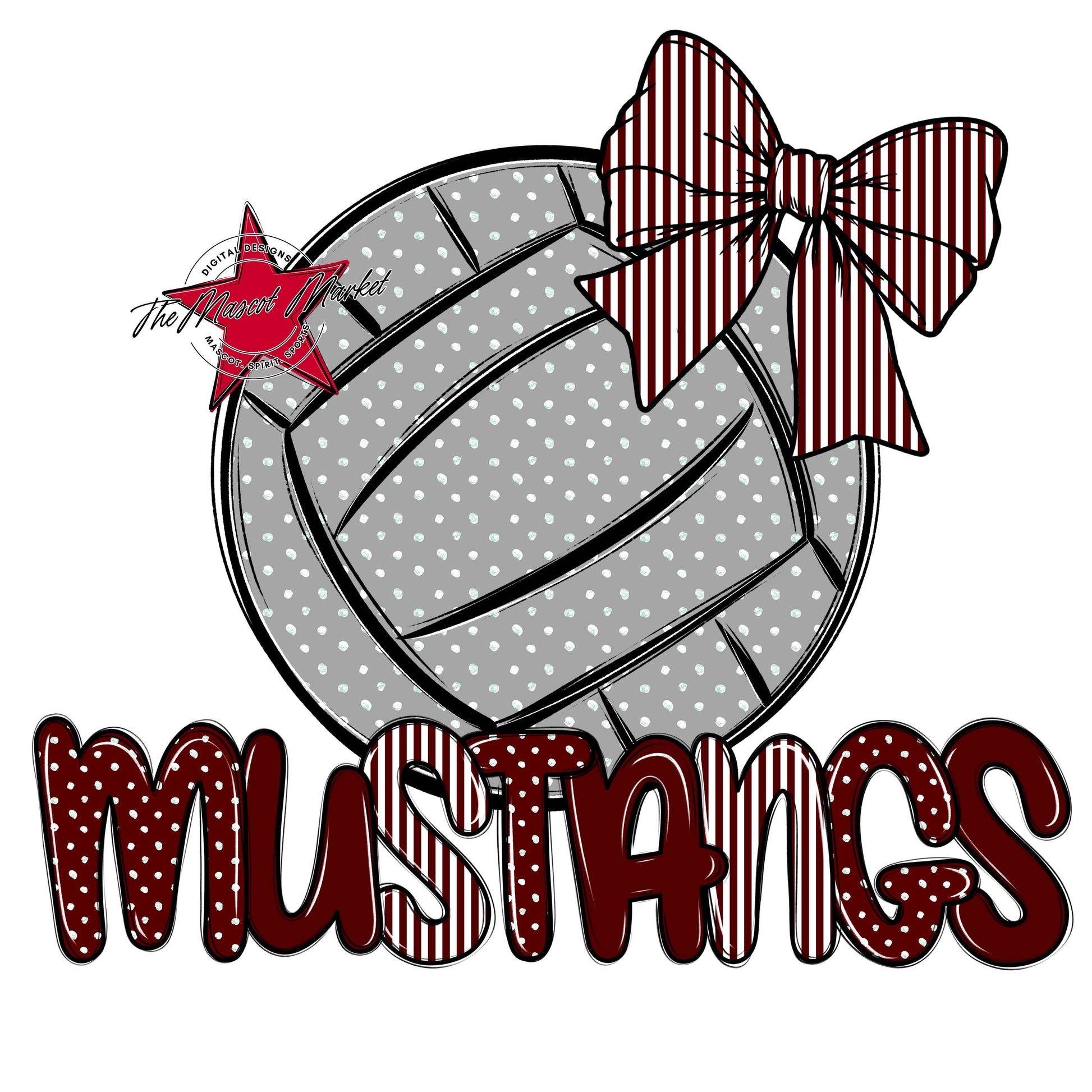 Mustangs Volleyball Spirit Design-Maroon