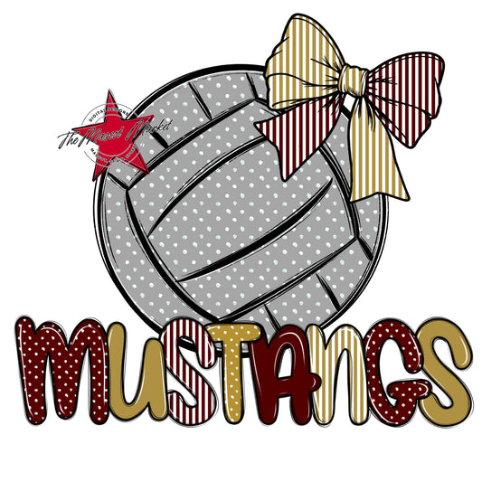 Mustangs Volleyball Spirit Design-Maroon & Gold