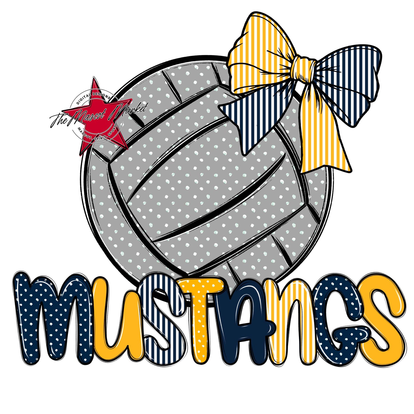 Mustangs Volleyball Spirit Design-Navy & Yellow