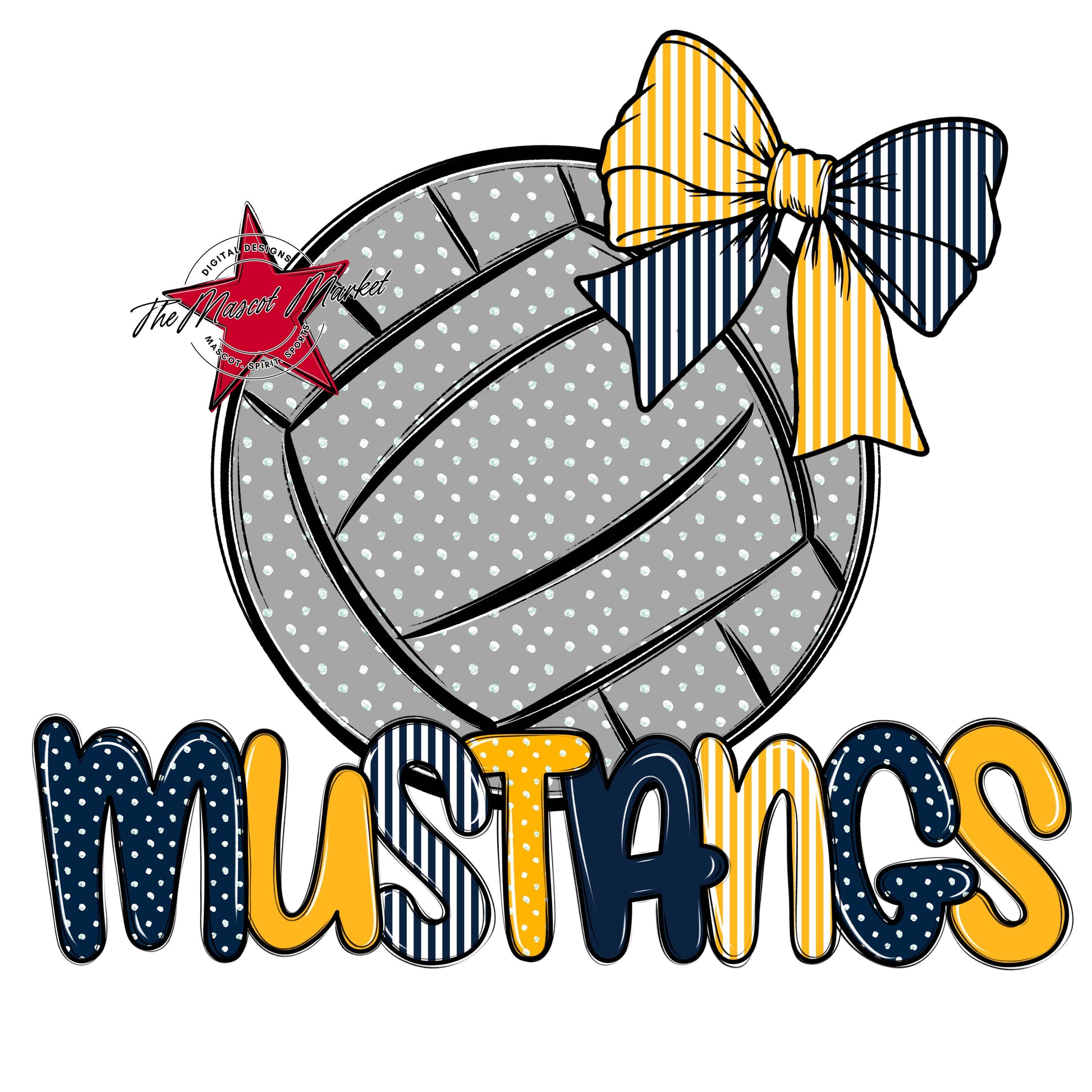 Mustangs Volleyball Spirit Design-Navy & Yellow