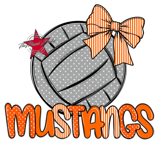 Mustangs Volleyball Spirit Design-Orange