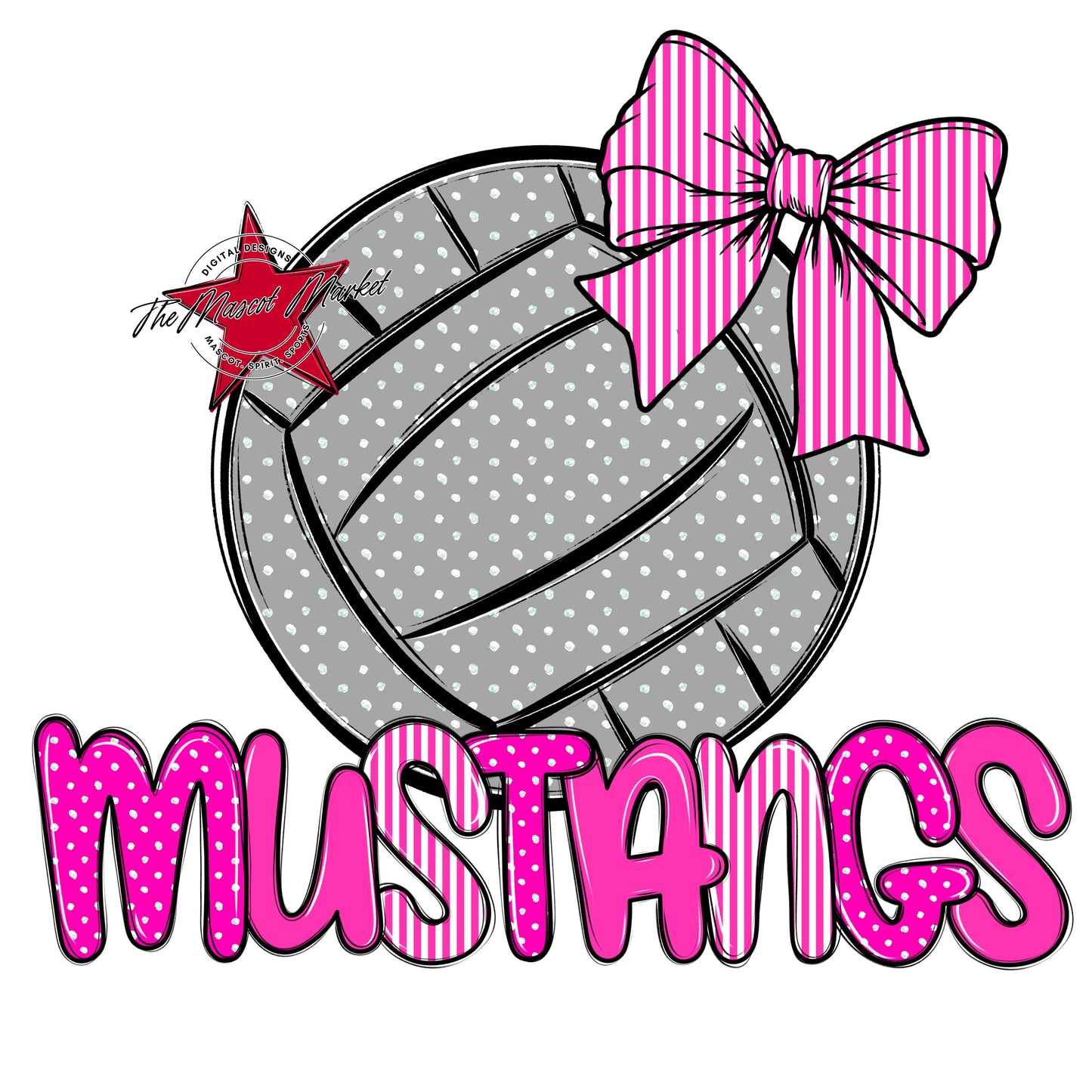 Mustangs Volleyball Spirit Design-Pink