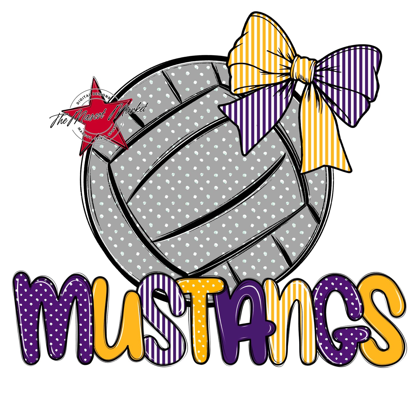 Mustangs Volleyball Spirit Design-Purple & Yellow
