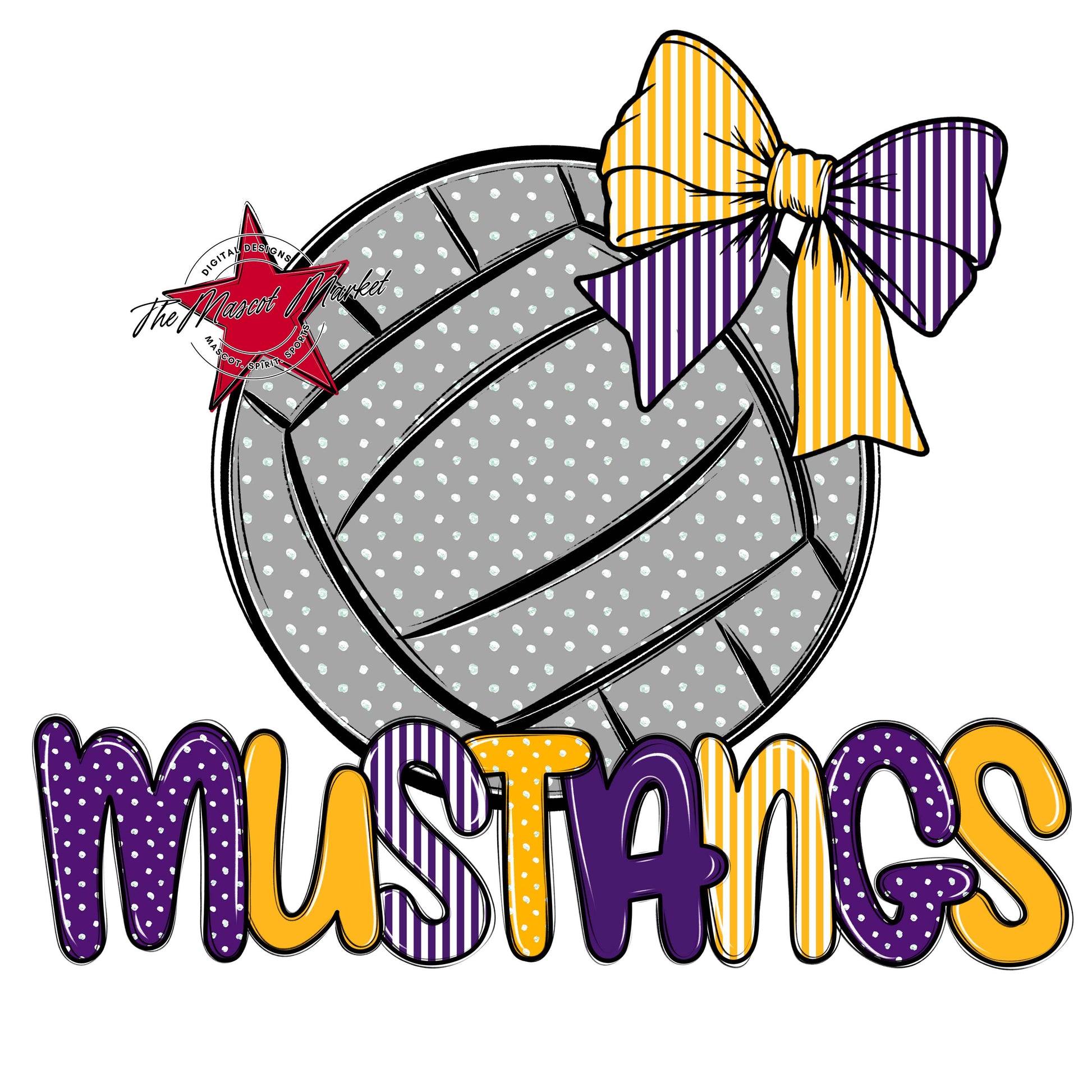 Mustangs Volleyball Spirit Design-Purple & Yellow