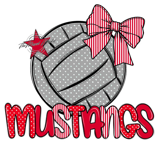 Mustangs Volleyball Spirit Design-Red