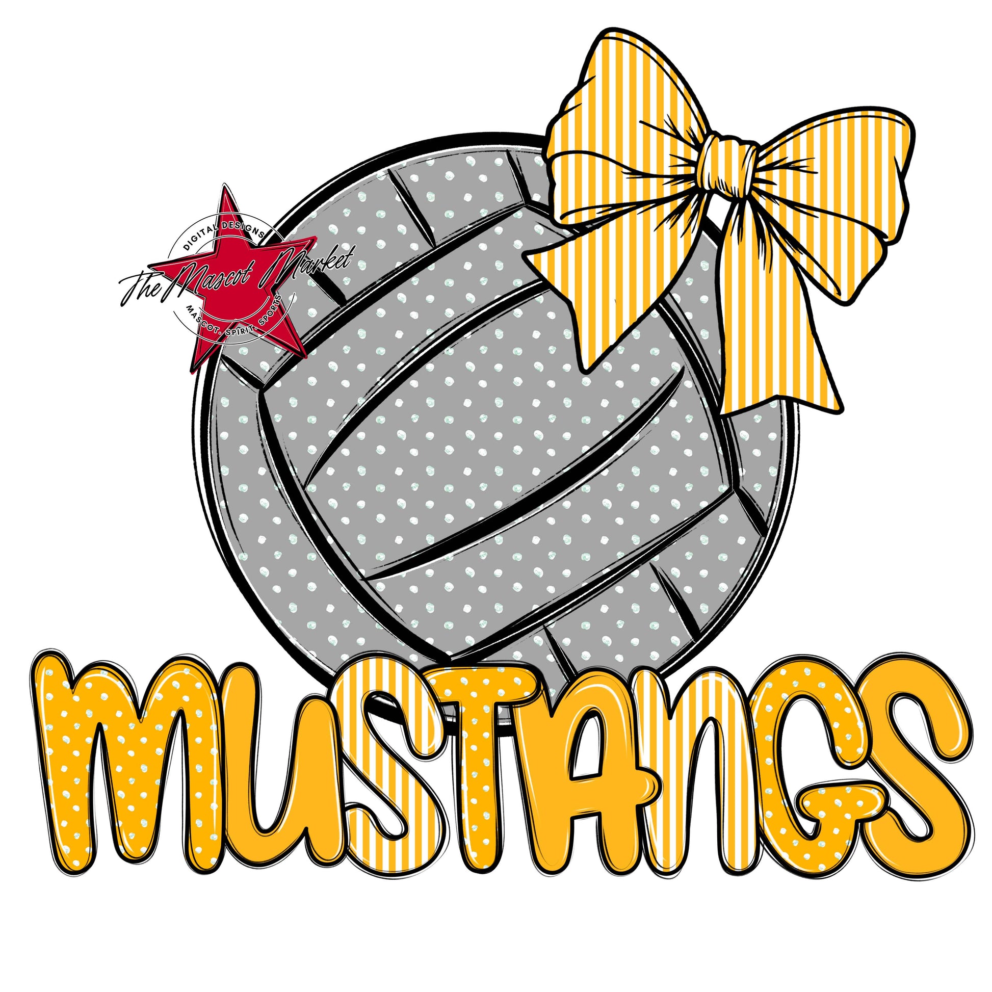 Mustangs Volleyball Spirit Design-Yellow