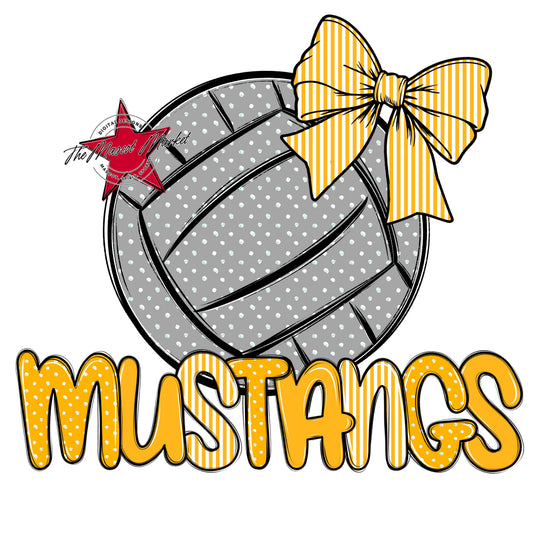 Mustangs Volleyball Spirit Design-Yellow