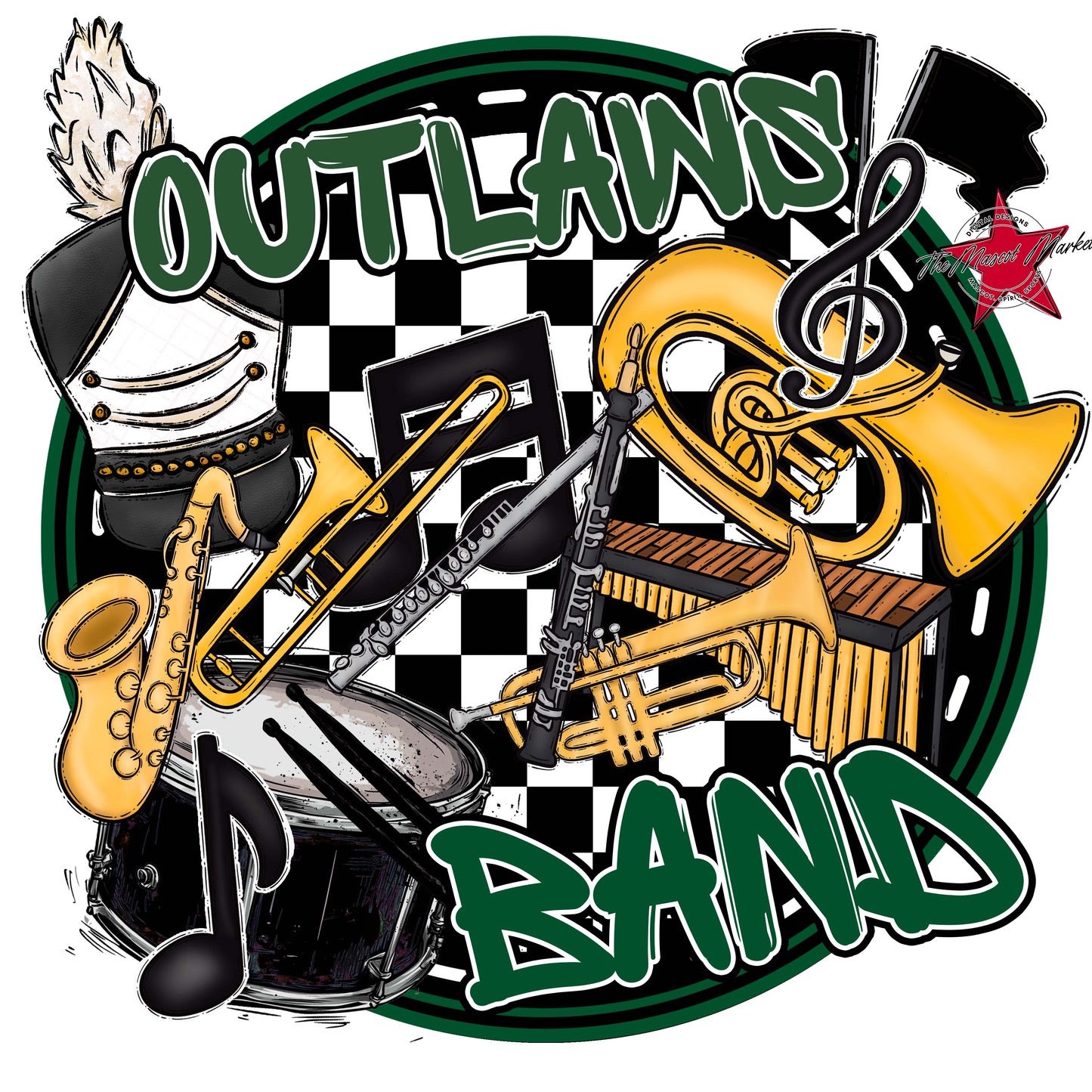 Outlaws Circle Band Frame-Green
