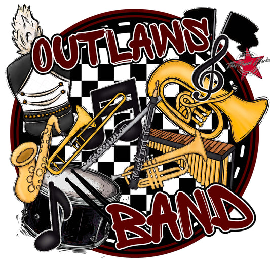 Outlaws Circle Band Frame-Maroon