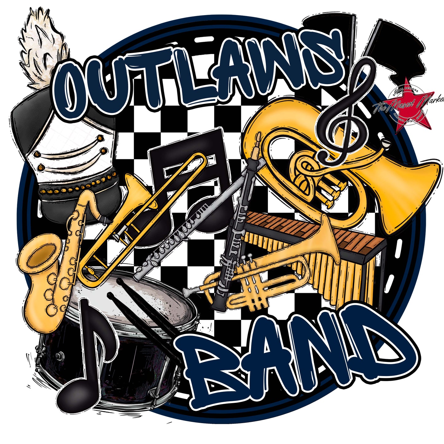 Outlaws Circle Band Frame-Navy