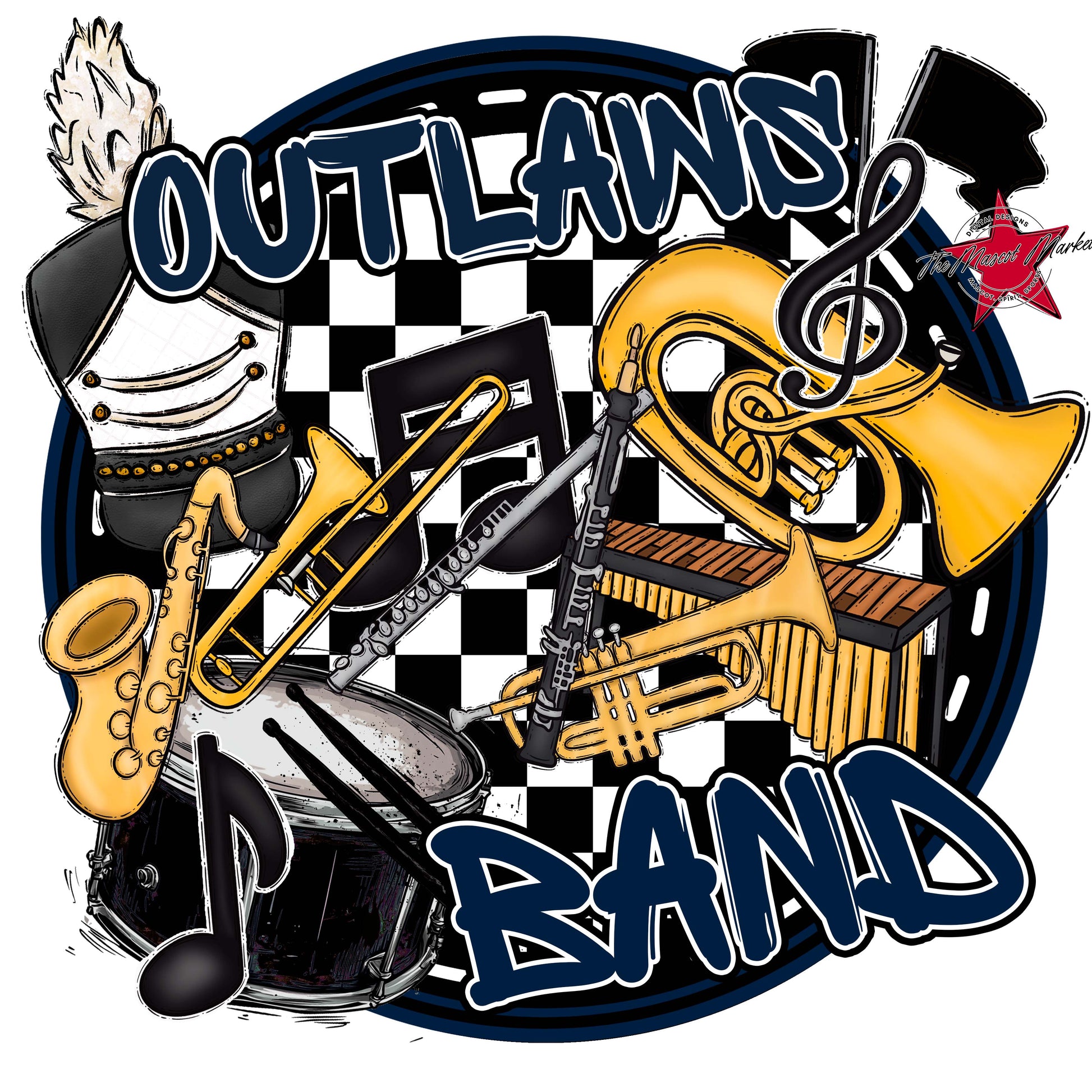 Outlaws Circle Band Frame-Navy