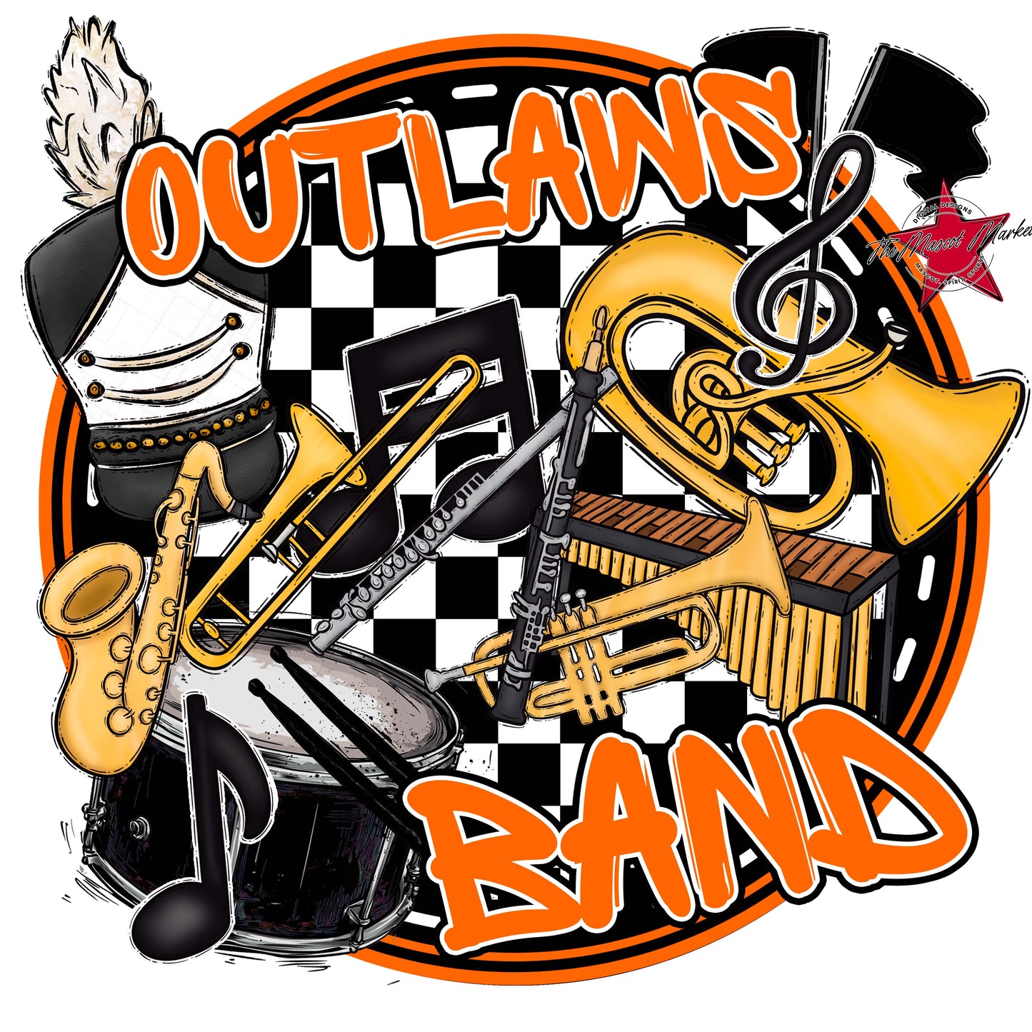 Outlaws Circle Band Frame-Orange