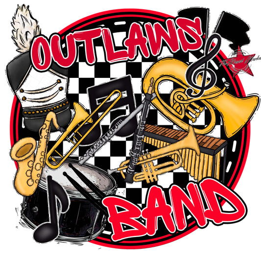 Outlaws Circle Band Frame-Red