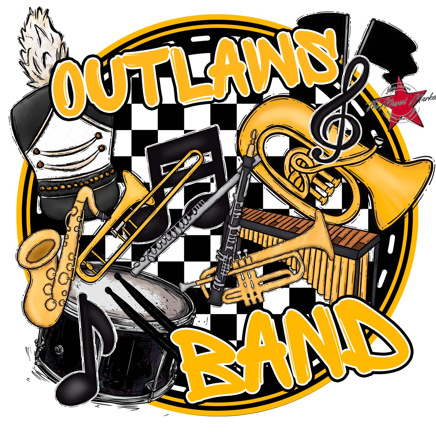 Outlaws Circle Band Frame-Yellow