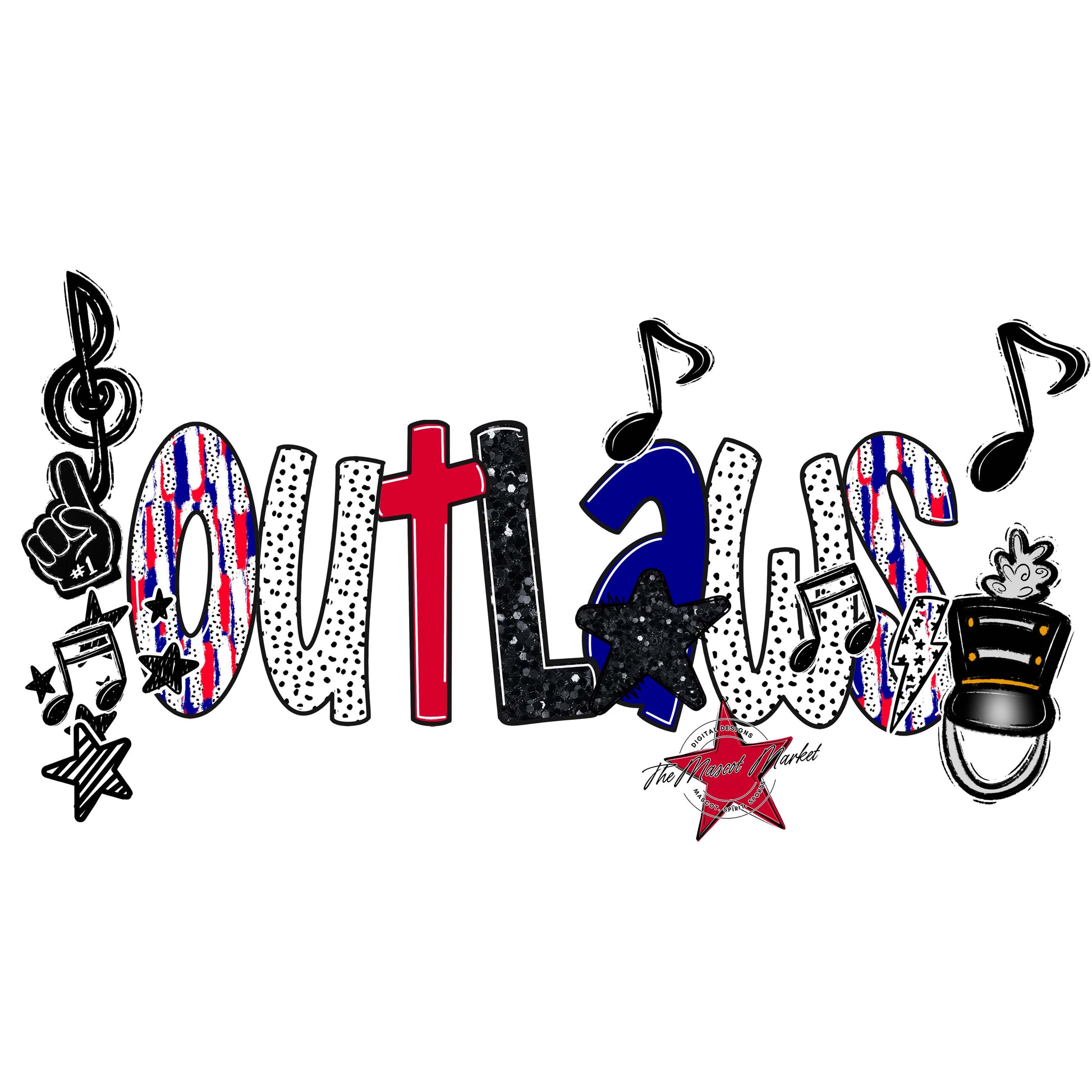 Outlaws Band Scrape-Blue & Red