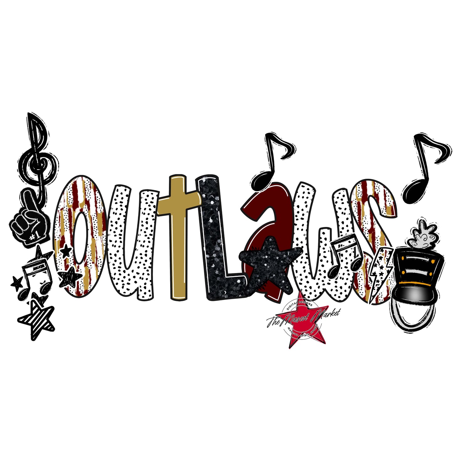 Outlaws Band Scrape-Maroon & Gold
