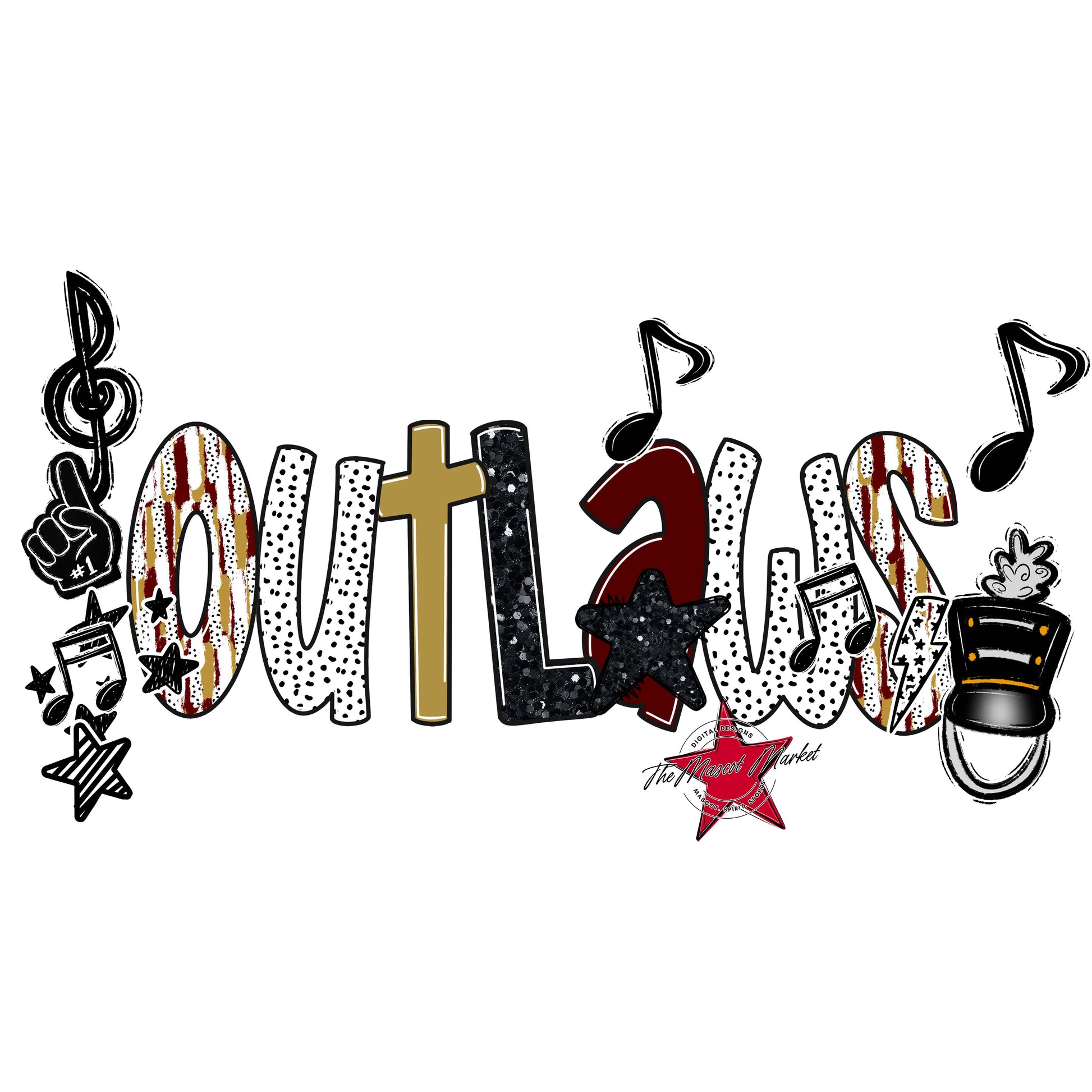 Outlaws Band Scrape-Maroon & Gold