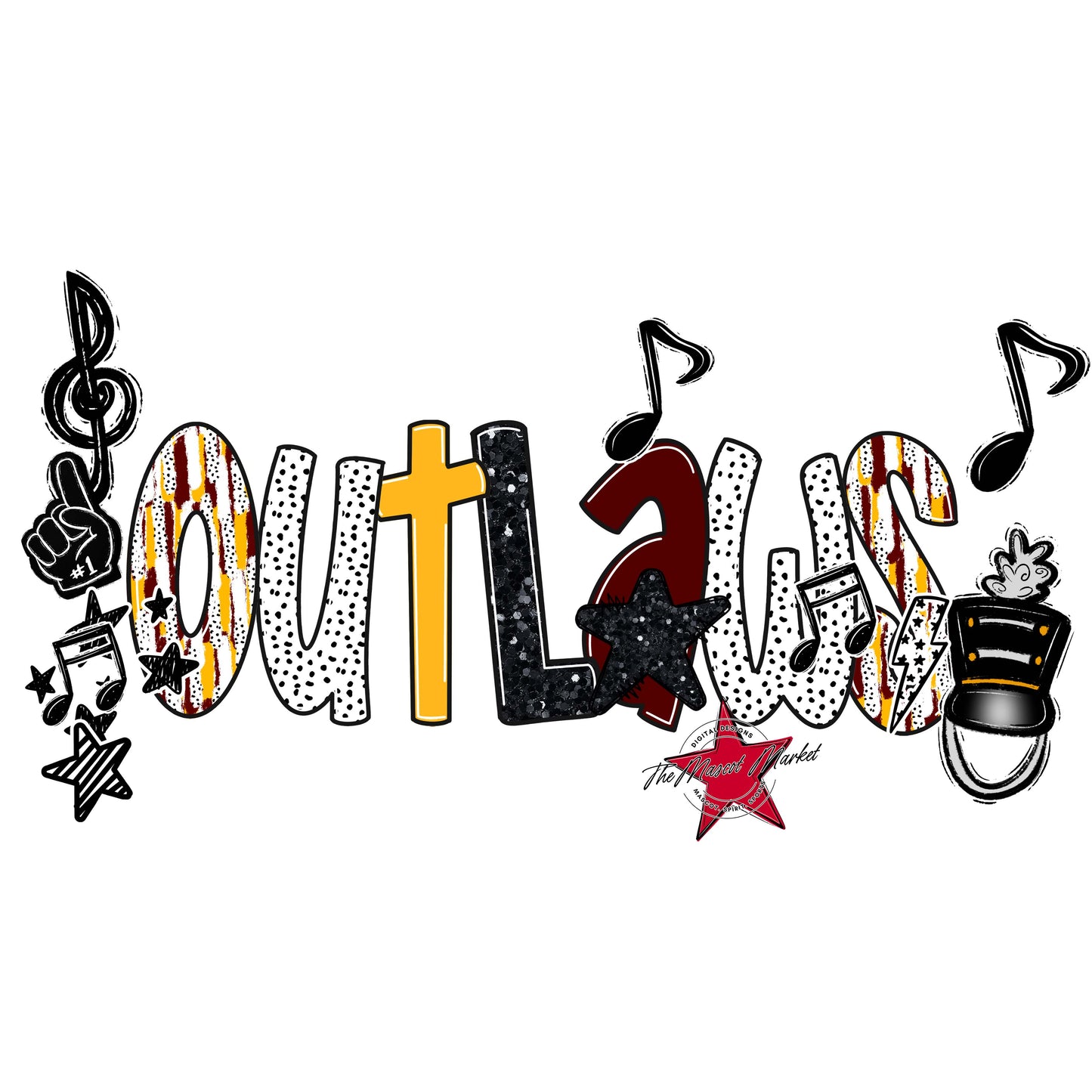 Outlaws Band Scrape-Maroon & Yellow