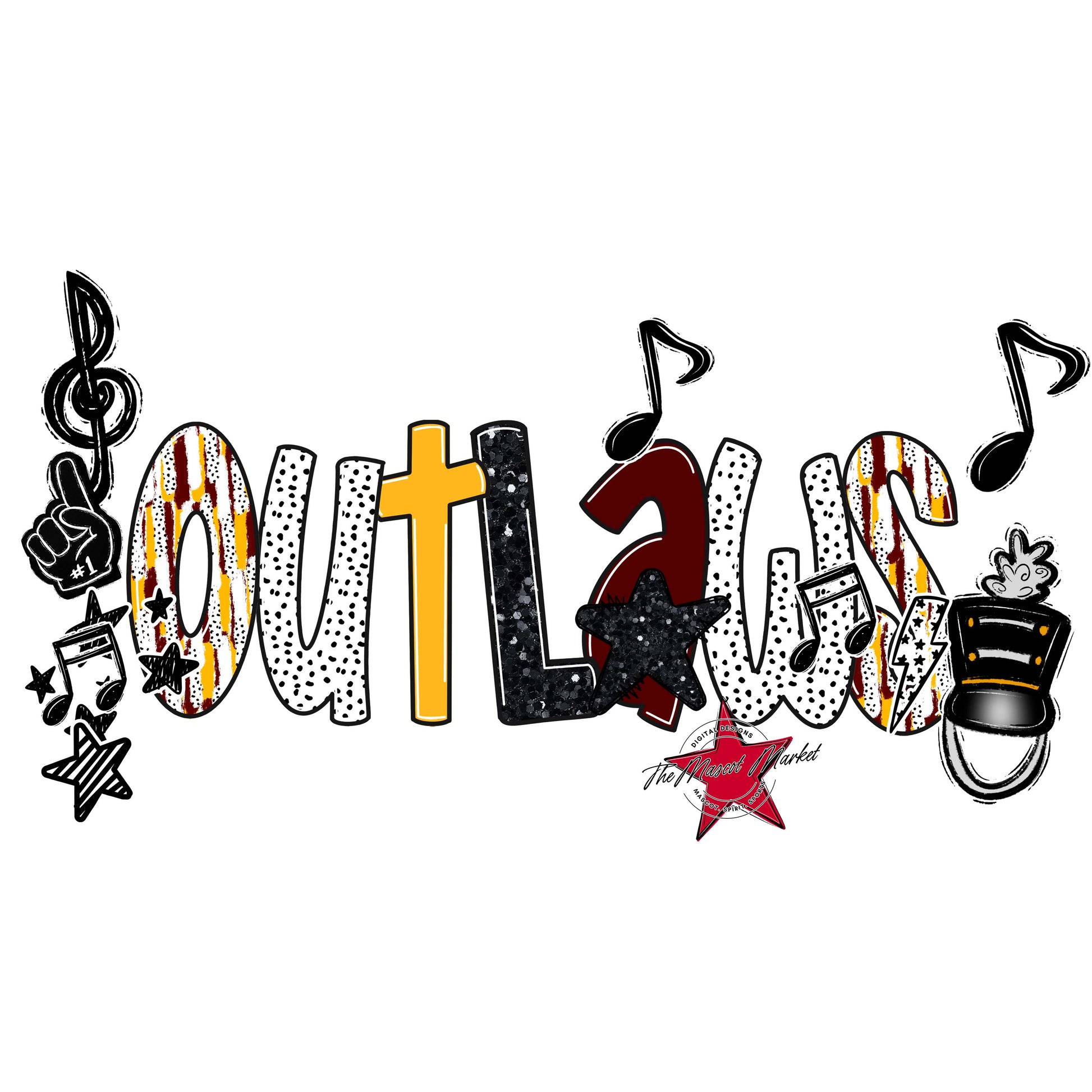 Outlaws Band Scrape-Maroon & Yellow