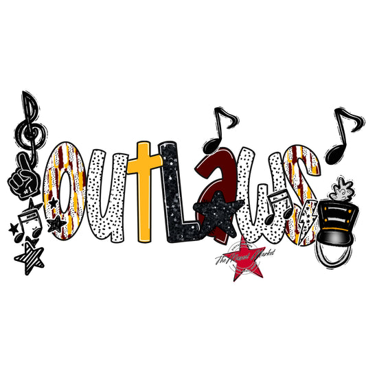 Outlaws Band Scrape-Maroon & Yellow