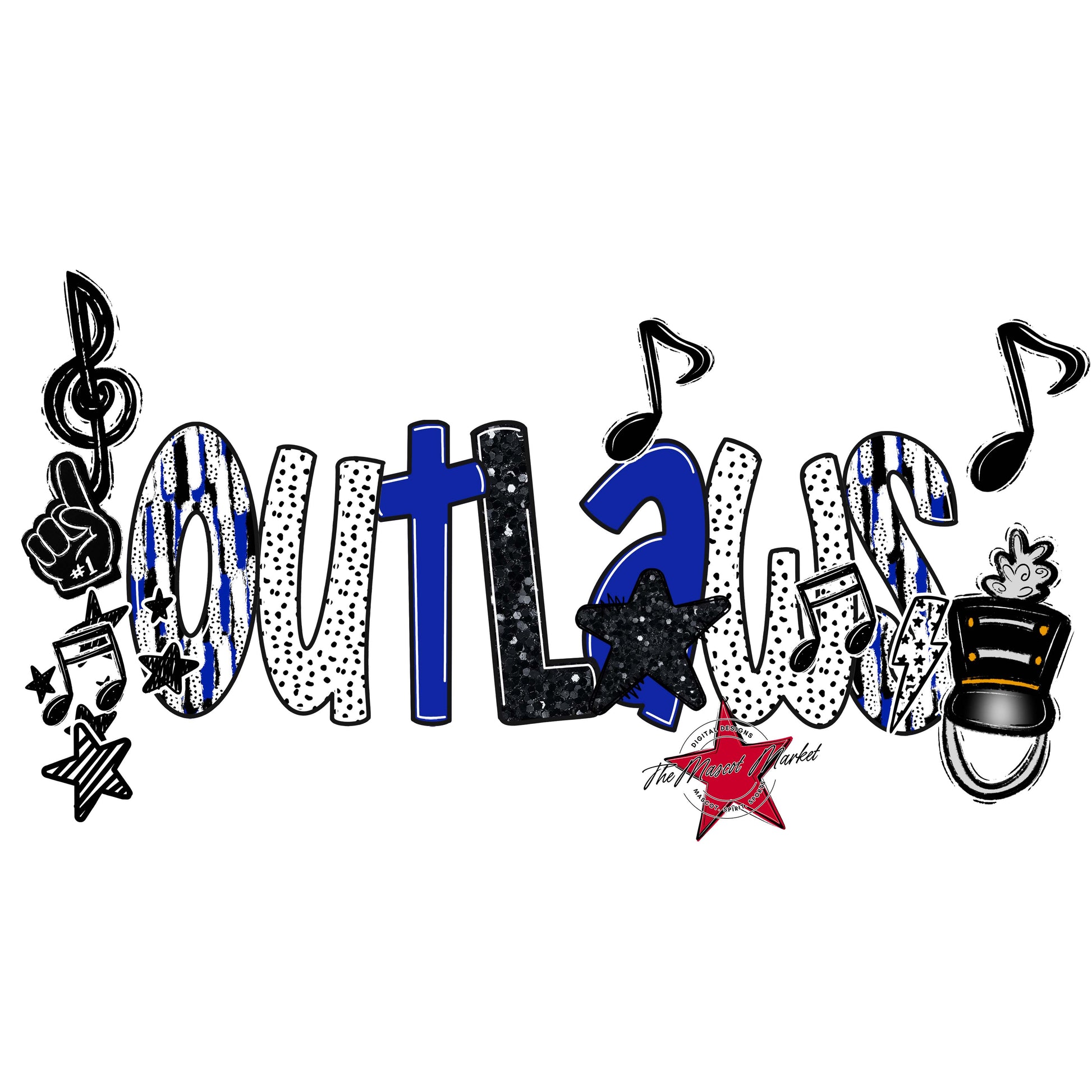 Outlaws Band Scrape-Royal Blue
