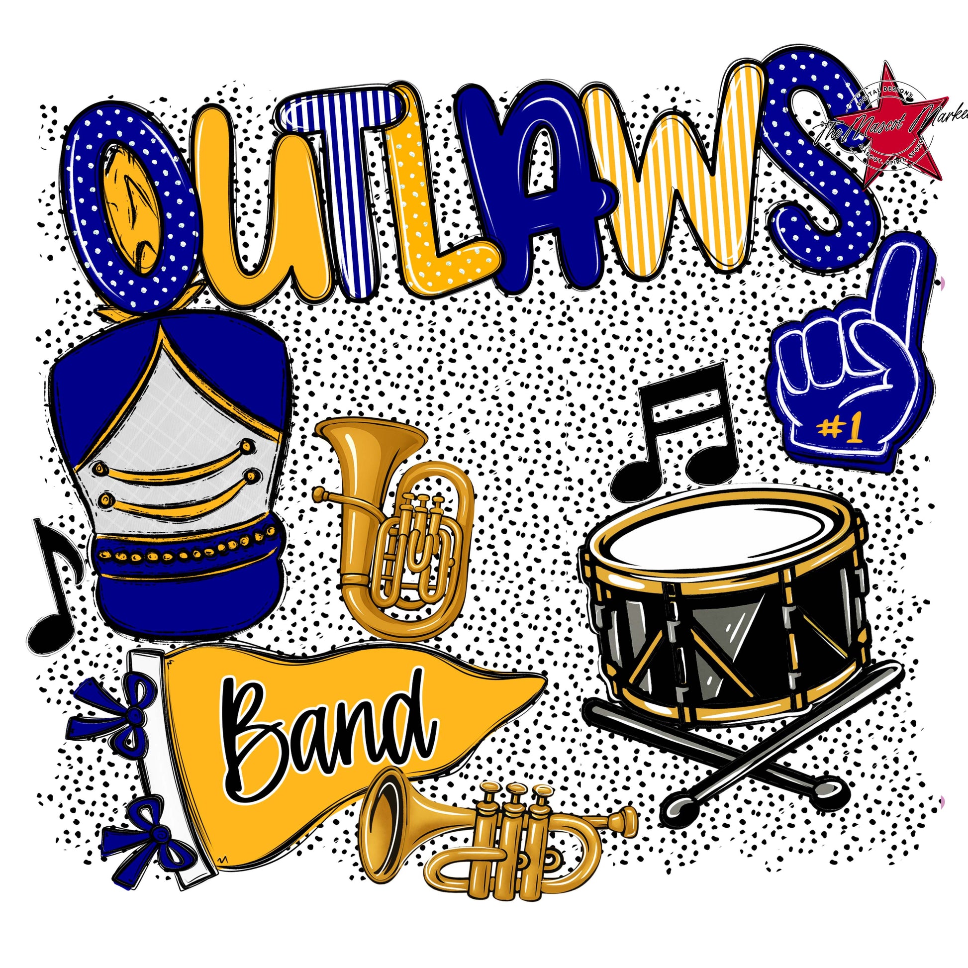 Outlaws Band Spirit-Blue & Yellow