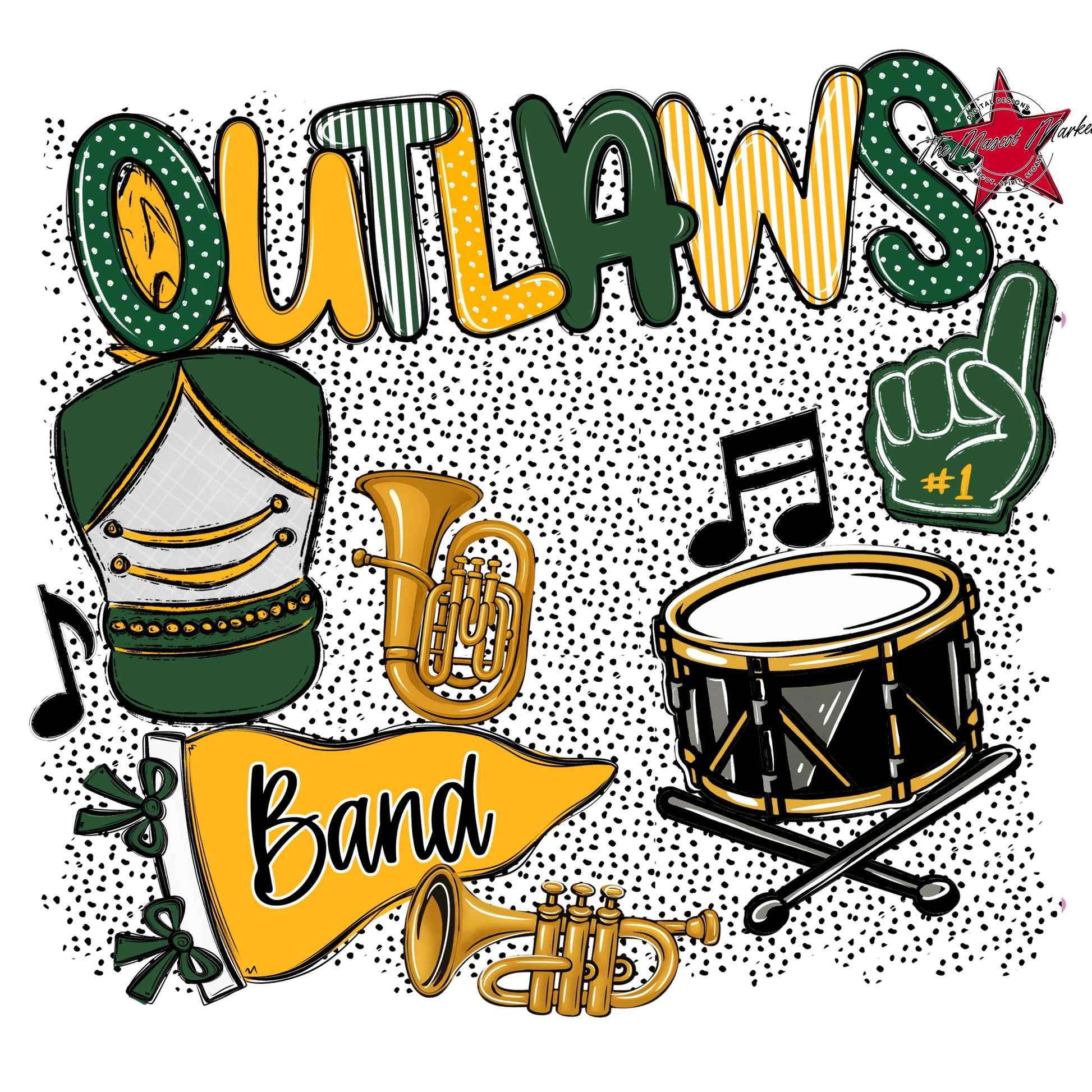Outlaws Band Spirit-Green & Yellow