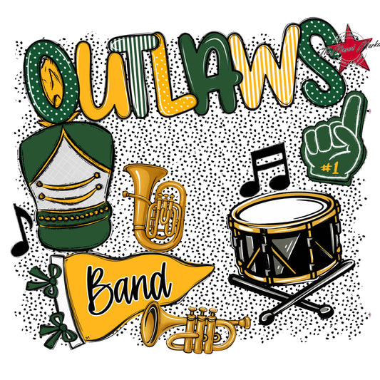 Outlaws Band Spirit-Green & Yellow