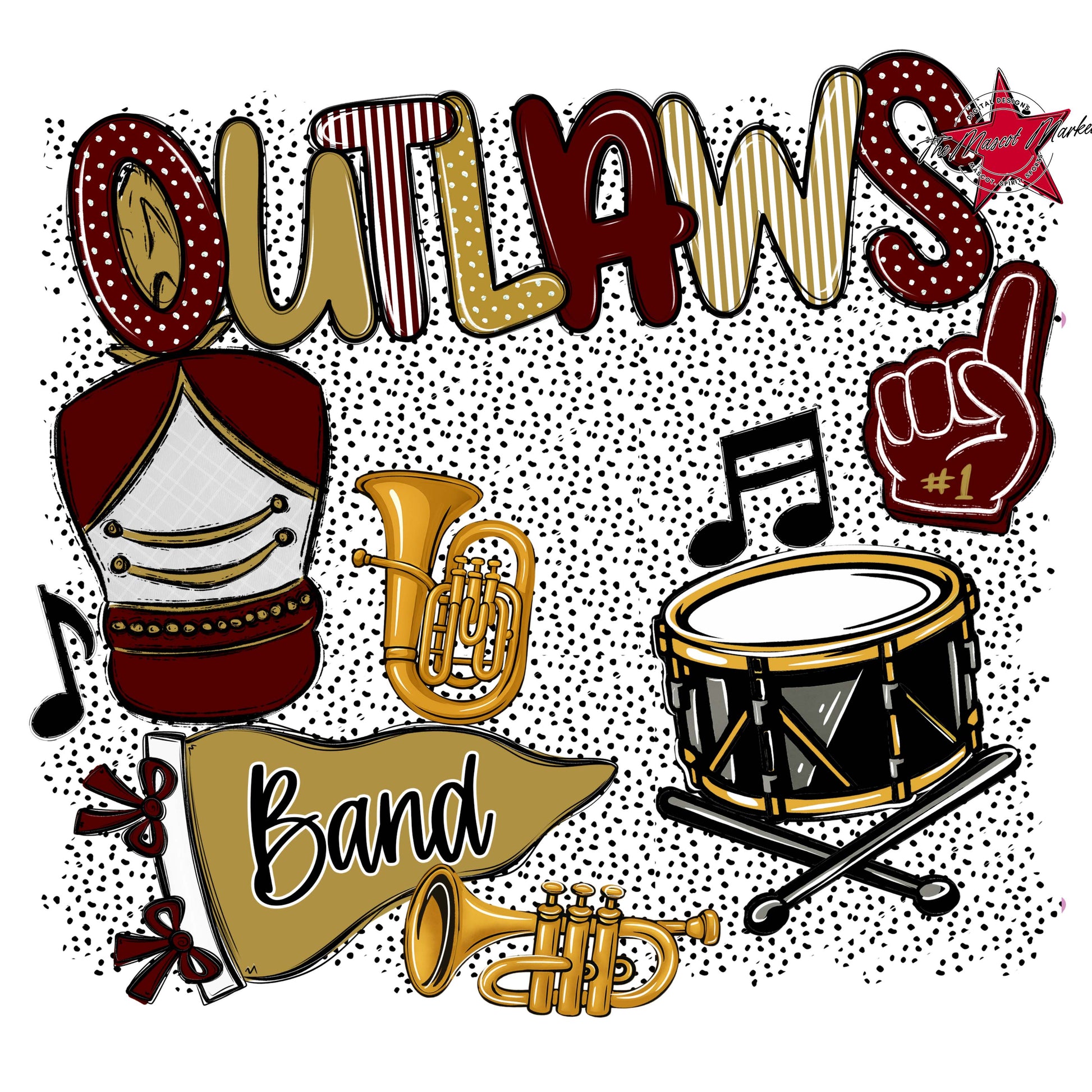 Outlaws Band Spirit-Maroon & Gold
